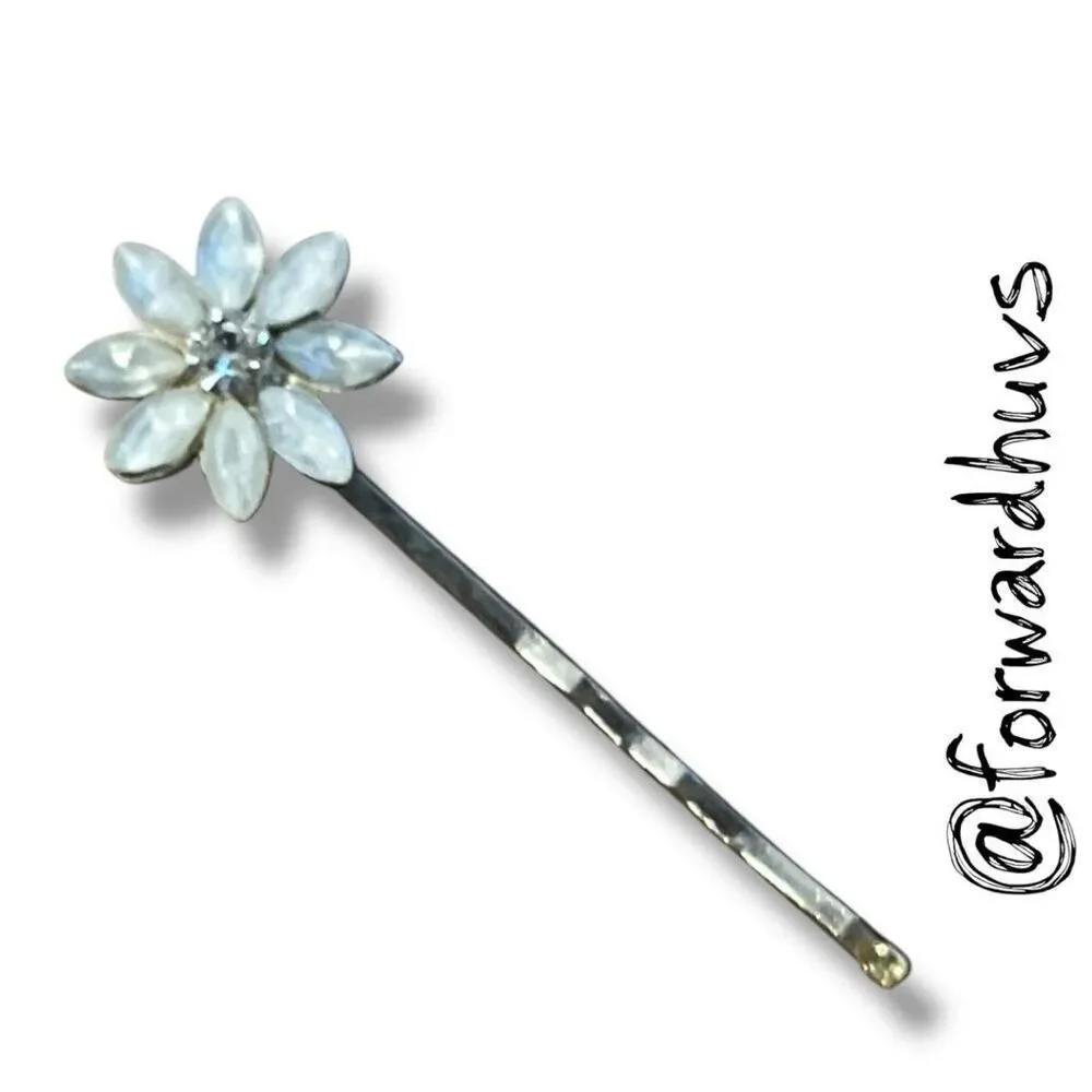 Bundle Sale 3 for $15 | Floral Bobby Pin Pearlized Petals & Rhinestone Center